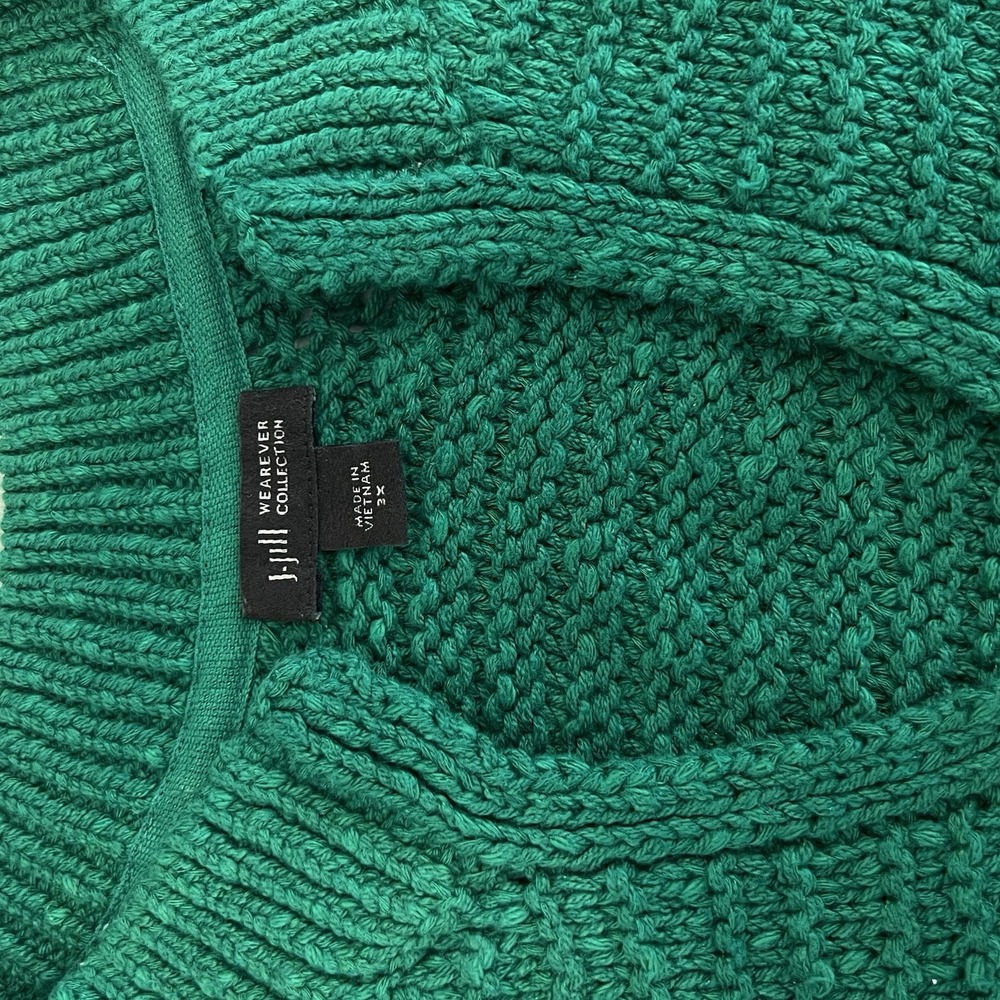 J Jill 3XL Sweater Plus Size Emerald Green 83% Cotton Relaxed Fit - Picture 2 of 8